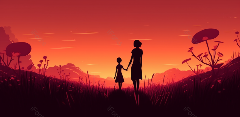 温馨自然母亲节感恩母亲简约手绘母亲节活动背景,插画/手绘图,插画/手绘图库,插画/手绘图下载,插画/手绘